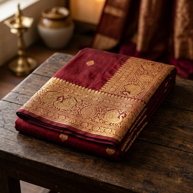 Maroon Silk Saree